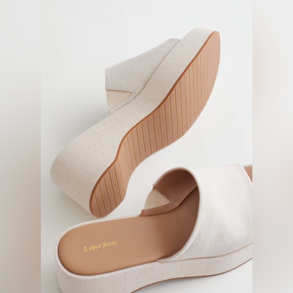 & Other Stories Canvas Cream Platform Mules Chunky Sole Size 38 / US 7 - Picture 3 of 14